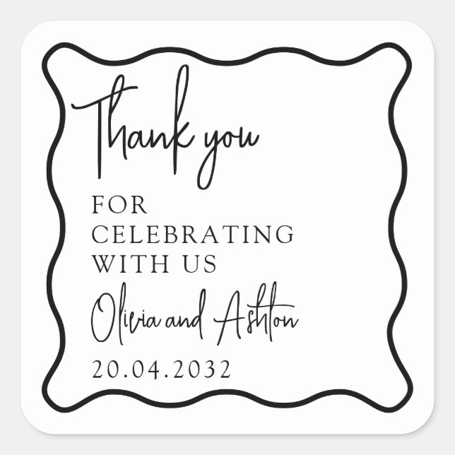 Adesivo Quadrado Frente ondulada, fronteira ondulada, casamento Obr (Frente)