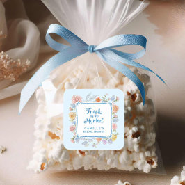 Adesivo Quadrado Fresco do Chá de panela azul do mercado