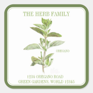 Adesivo Quadrado FRESH OREGANO Large Square Envelope Seals - Verde
