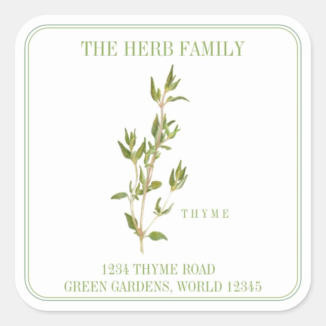 Adesivo Quadrado FRESH THYME Large Square Address Envelope Seals (Frente)