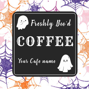 Adesivo Quadrado Freshly Boo Black Coffee Business Custom Sticker
