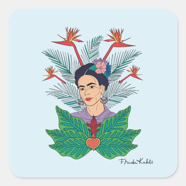 Adesivo Quadrado Frida Kahlo | Aves do paraíso (Frente)