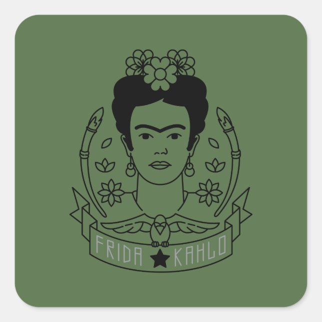 Adesivo Quadrado Frida Kahlo | Heroína (Frente)
