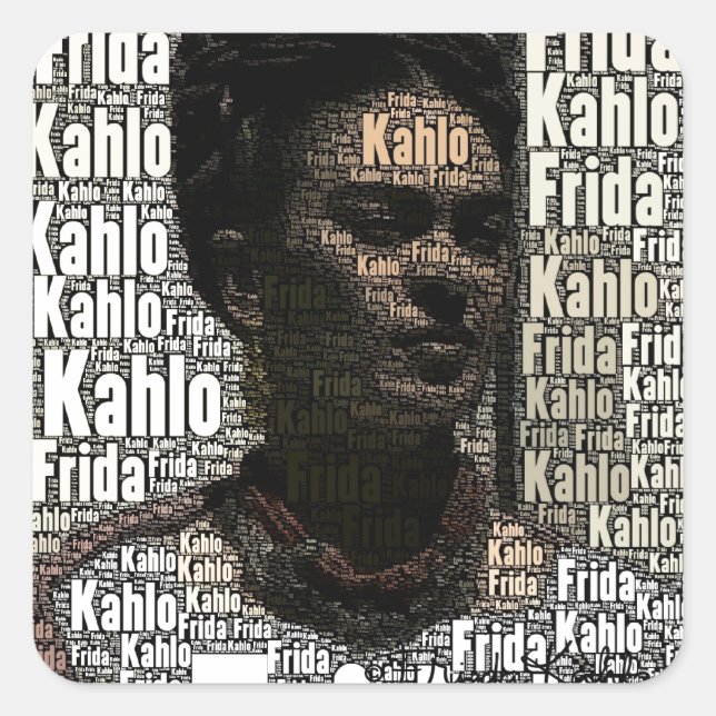 Adesivo Quadrado Frida Kahlo Lettering Portrait (Frente)