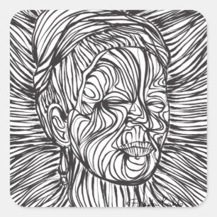 Adesivo Quadrado Frida Kahlo Lines