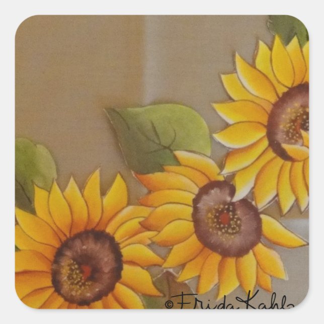Adesivo Quadrado Frida Kahlo Painted Sunflower (Frente)