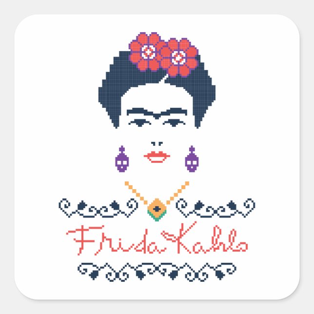 Adesivo Quadrado Frida Kahlo | Viva México (Frente)