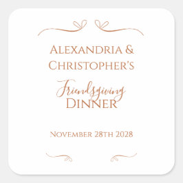 Adesivo Quadrado Friendsgiving Dinner Party Chic Minimal 