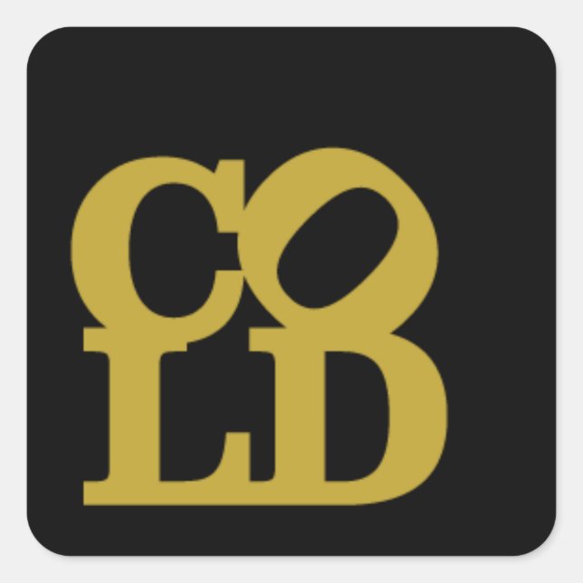 Adesivo Quadrado Frio - Dourado em preto (Frente)