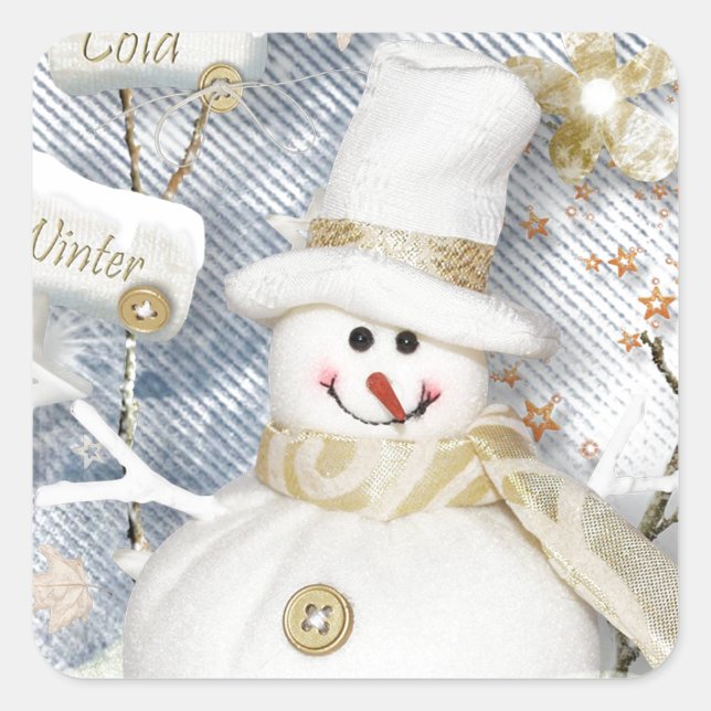 Adesivo Quadrado Frio Winter Snowman (Frente)