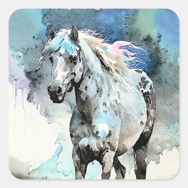 Adesivo Quadrado Frisky Appaloosa Mare Watercolour (Frente)