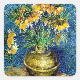 Adesivo Quadrado Fritilárias Imperiais em Vaso de Cobre Van Gogh