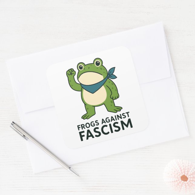 Adesivo Quadrado Frogs Against Fascism Portland Frog Protest (Envelope)