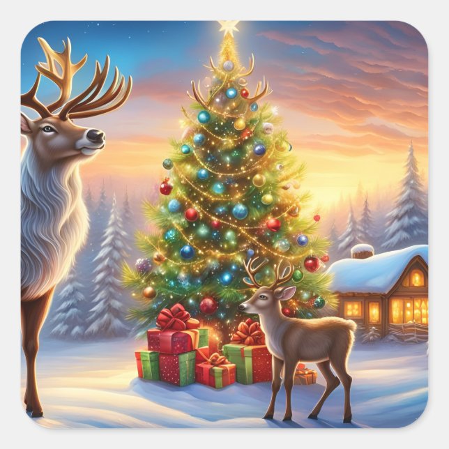 Adesivo Quadrado Frohe Weihnachten Fensteraufkleber (Frente)