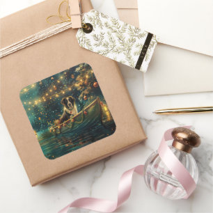 Adesivo Quadrado Fronteira Collie Natal Voyage Festiva