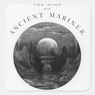 Adesivo Quadrado Frontispício 'do Rime do Mariner antigo
