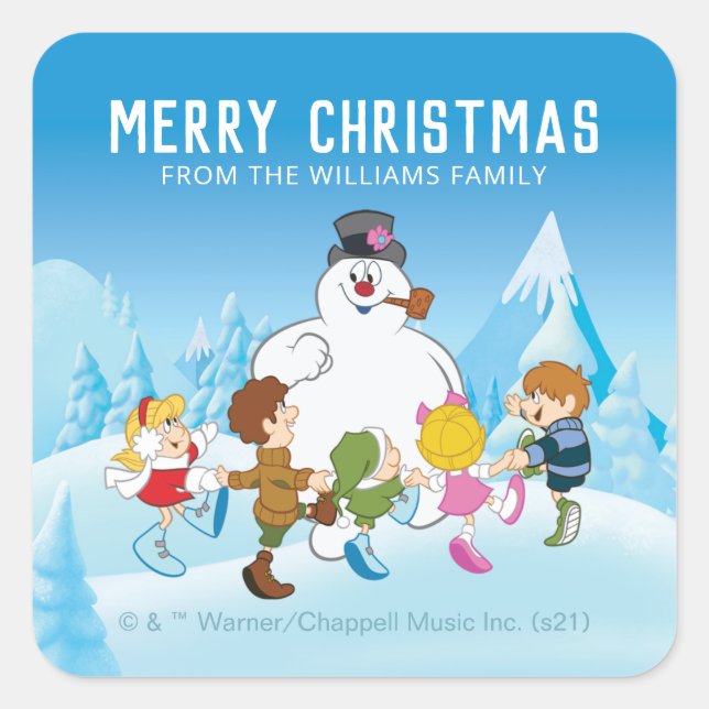 Adesivo Quadrado Frosty the Snowman™| Personalized Christmas (Frente)