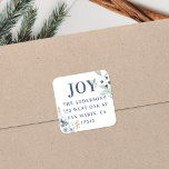 Adesivo Quadrado Frosty Winter Foliage Christmas Return Endereço<br><div class="desc">Esta etiqueta de volta de férias moderna apresenta belas ilustrações em aquarela de folhagem delicada e bagas de inverno em fundo branco. Personalize-o com o seu próprio nome e endereço. este design coordena-se com os nossos cartões com fotos Feriados de Folhagem de inverno...  veja a coleção para mais!</div>