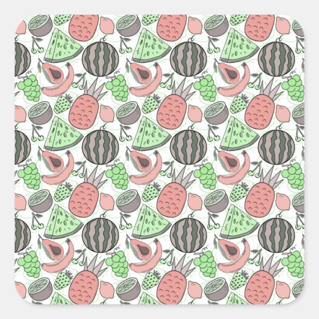 Adesivo Quadrado Fruit seamless pattern | Fruit surface pattern 53 (Frente)