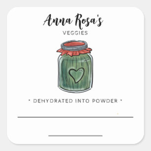 Adesivo Quadrado * Fruta AP30 Desidratado Jar Labels Verde