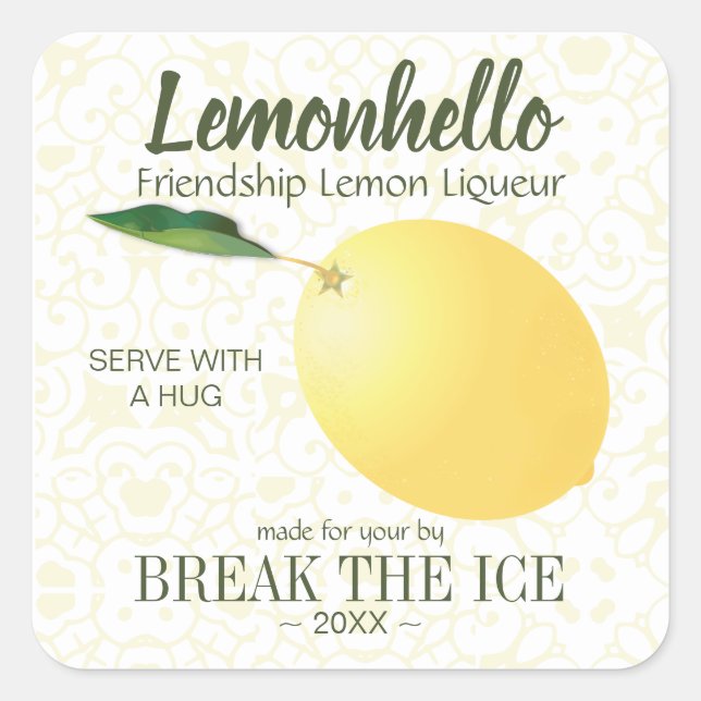 Adesivo Quadrado Fruta de citrinos limão | Amizade Olá Engraçado (Frente)