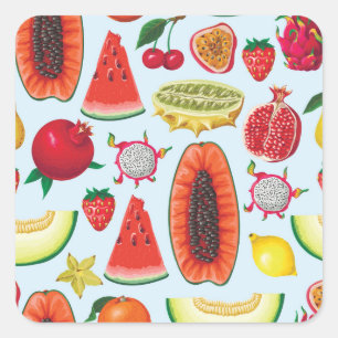 Adesivo Quadrado Fruta Exótica: Trendy Impressão Invisível.