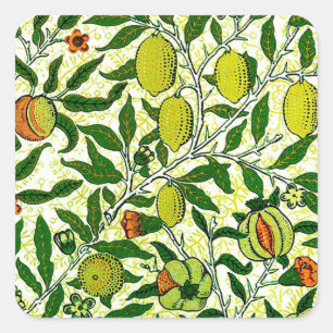 Adesivo Quadrado Fruta Exótica William Morris, Amarelo-limão