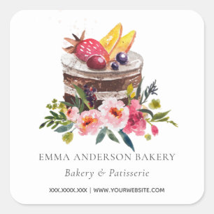 ADESIVO QUADRADO FRUTA FLORAL DO BOLO DE CUPCAKE PATISSERIE