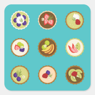 Adesivo Quadrado Fruta Tarts