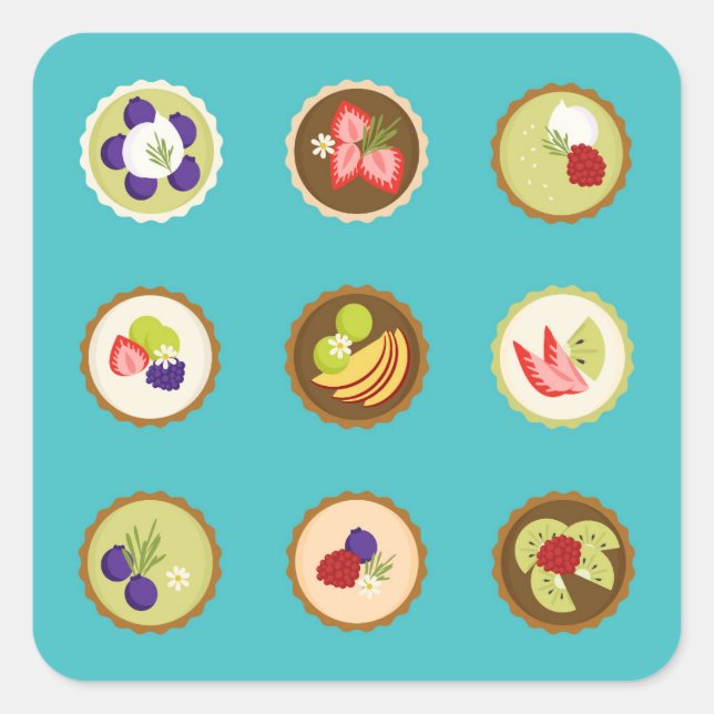 Adesivo Quadrado Fruta Tarts (Frente)