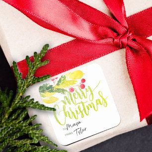 Adesivo Quadrado Frutas de Natal de Inverno Para e De