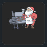 Adesivo Quadrado Fumaça Natal Barbecue Santa Claus Grill<br><div class="desc">Barbecue Natal Santa Claus Grill Fumante CHURRASCO de bife</div>