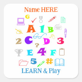 Adesivo Quadrado Fun Colorful Personalized School Kids and Teacher