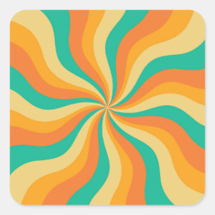 Adesivo Quadrado Fundo Colorido Retroativo dos anos 70