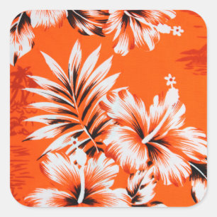 Adesivo Quadrado Fundo da Flor Hibiscus Havaiana