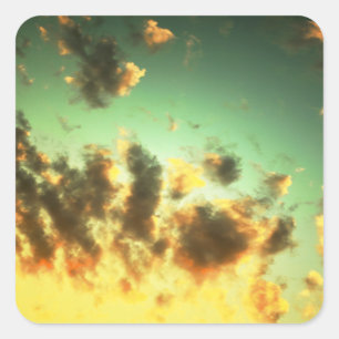Adesivo Quadrado Fundo do céu nublado com pôr do sol em tons e amar