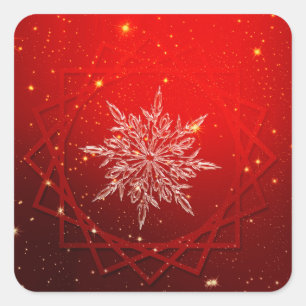Adesivo Quadrado Fundo vermelho de neve de Natal