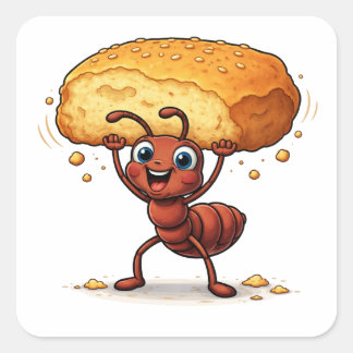 Adesivo Quadrado Funny Ant Lifting Giant Crumb Art Sticker