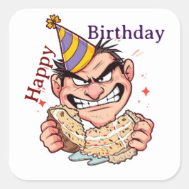 Adesivo Quadrado Funny Birthday Sticker