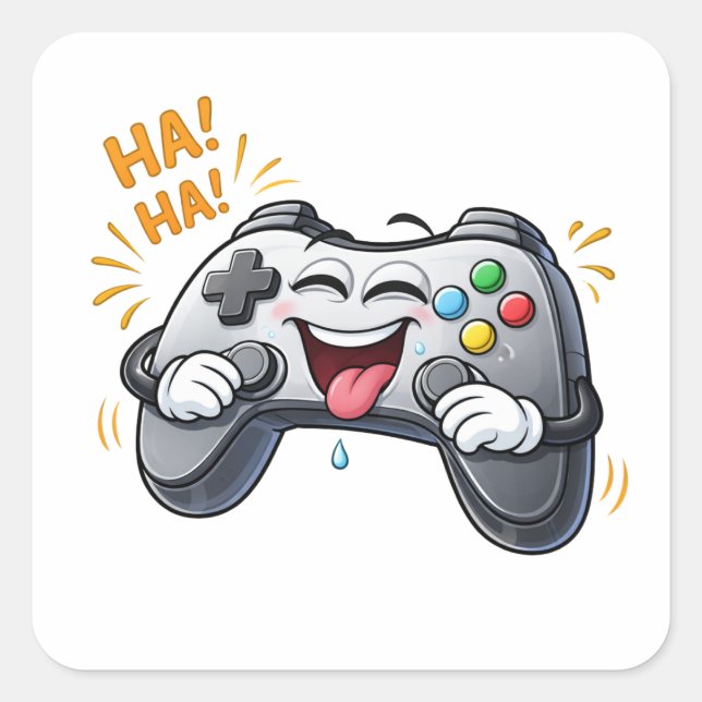 Adesivo Quadrado Funny Cartoon Game Controller Laughing Sticker (Frente)