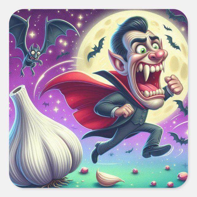 Adesivo Quadrado Funny Dracula Stickers – Cute Vampire Humor (Frente)