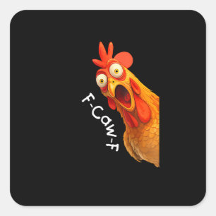 Adesivo Quadrado Funny F-Caw-F Frango F-Caw-F Frango Casual Criativ