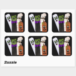 Adesivo Quadrado Funny Frankenstein Ghost Pumpkin Homem Invisível