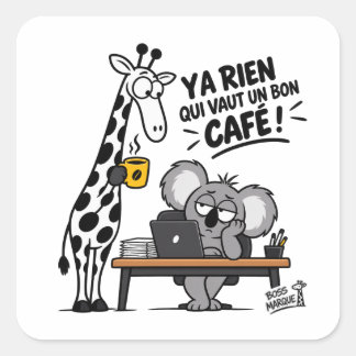 Adesivo Quadrado Funny Giraffe & Koala et bon café