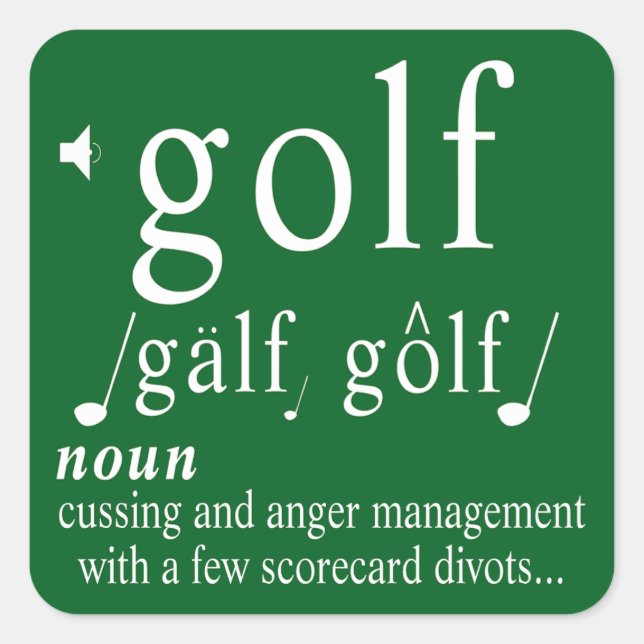 Adesivo Quadrado Funny Golf Definition Anger Management Humor Pun   (Frente)