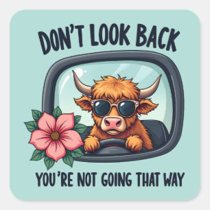 Adesivo Quadrado Funny Highland Cow Retro Western Motivation Art