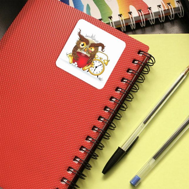 Adesivo Quadrado Funny Morning Cranky Owl (Criador carregado)