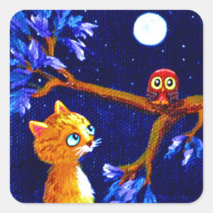 Adesivo Quadrado Funny Orange Tabby Cat Creationarts