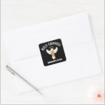 Adesivo Quadrado Funny Sagrado Cannoli Partido Britânico Italiano<br><div class="desc">Estes adesivos engraçados são perfeitos para festas de aniversário e muito mais. Eles apresentam o slogan HOLY CANNOLI acima uma ilustração de um cannoli com asas halo e anjo. Sua mensagem personalizada aparece abaixo do gráfico. O texto em branco a negrito é colocado sobre um fundo preto.</div>