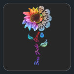 Adesivo Quadrado Funny Skull Rainbow Sunflower<br><div class="desc">Funny Skull Rainbow Sunflower</div>